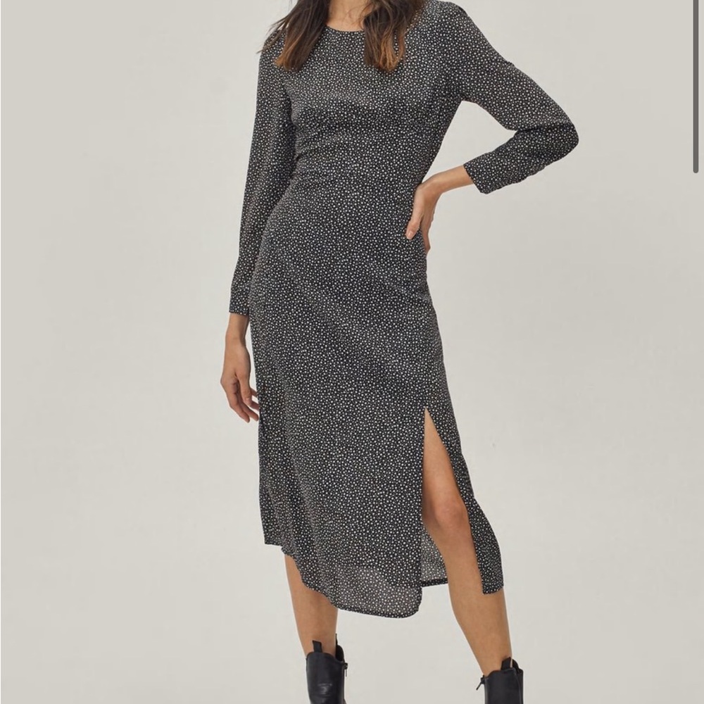 black floral midi dress